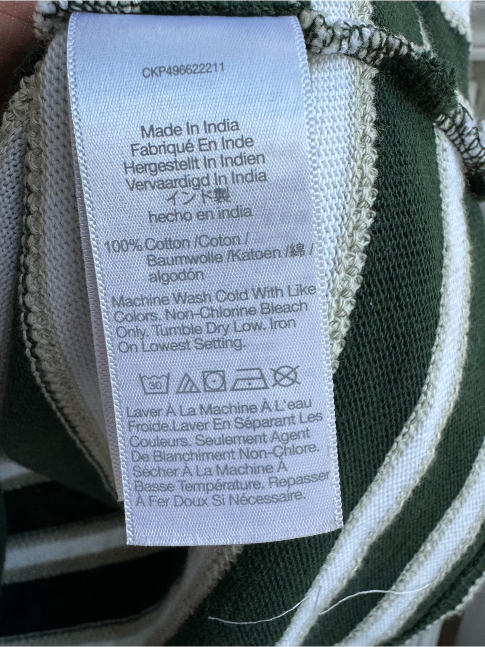 Madewell Striped Knit Polo Top Green & White Size S - Picture 5 of 7